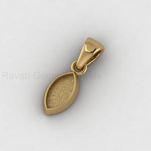 Handmade Solid 925 Silver 14K Gold 7x14mm Marquise Shape Blank Bezel Cup Charm Pendant Cabochon Setting <b>for</b> DIY Keepsake Jewelry - Product Image 4