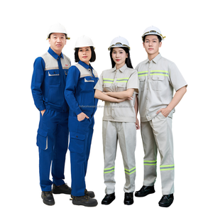 Ropa de trabajo para mujer más vendida, uniforme de fábrica personalizado, camisa azul oscuro, conjuntos de ropa para trabajo con aceite/gas, para obras de construcción - Product Image 1