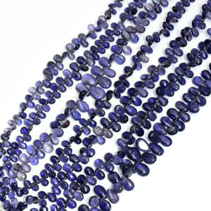 Perles d'Iolite Naturelle de Qualité Supérieure, 8 Pouces, Bleues, Lisses, Forme Poire, Fil de Pierres Précieuses, Bracelet et Collier Faits Main, Troisième Qualité - Product Image 1
