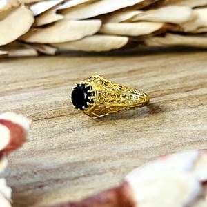Trendy Boho Black Onyx Engagement <b>Ring</b> Bohemia Tribal Brass Jewelry Women 18K <b>Gold</b> Plated Geometric <b>Cocktail</b> <b>Ring</b> Third Party - Product Image 4