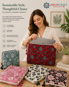 Bolsa para Portátil Acolchada de Algodón con Estampado Floral, Hecha a Mano, Ecológica y Ligera, con Protección Adicional, Exportación a India - Product Image 1