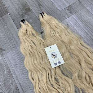 Recién llegado, extensiones de cabello humano vietnamita Remy virgen dibujado doble, trama plana ondulada Natural en Color Rubio - Product Image 5