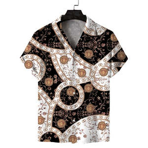 Chemise hawaïenne à manches courtes en coton à imprimé floral pour homme, logo personnalisé, tailles XL XXL, anti-plis, respirante, décontractée, tricotée pour l'été - Product Image 5