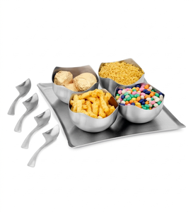 Bandeja para servir y tazón Juego de servir de cuencos para mezclar de acero inoxidable más fuertes y pesados Acero inoxidable - Product Image 2