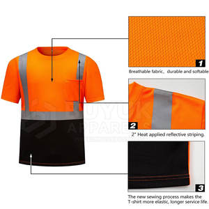Camiseta de Seguridad de Alta Visibilidad, Transpirable, de Manga Corta, para Trabajadores en Carreteras, 100% Poliéster, Reflectante - Product Image 2
