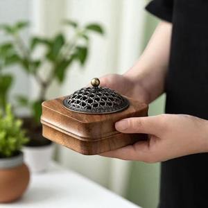 Custom Wooden Incense Censer Holder With Intricate Cutout Pattern And Metal Insert For Aromatherapy Yoga And Spiritual Use - Product Image 5
