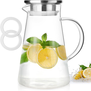 Lightweight Glass Water Jug Comfortable Grip Spill Resistant Lid Eco-Friendly BPA Free 1.8L <b>Large</b> Capacity for Indoor/Outdoor - Product Image 1
