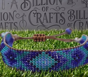 Bracelet manchette en perles de verre tissées larges, avec cordon coulissant réglable – Fournisseur en gros - Product Image 5