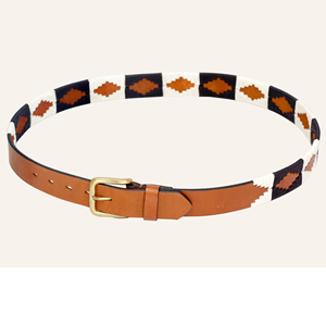 Ceinture Polo - Pampa Cross - Bleu marine/bleu clair - Ceintures de sport personnalisées en cuir pleine fleur pour garçons - Cuir véritable gaufré - Équitation - Product Image 5