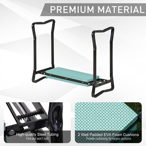 Sgabello Pieghevole da Giardino Verde con Sedile e Ginocchiera Imbottita per Giardinaggio Comodo, Accessori per Attrezzi da Giardino - Product Image 6