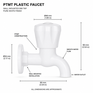 ก๊อกน้ำพลาสติก Smart PTMT Taps Series 1001 สีขาว น้ำหนักเบา ป้องกันสนิม ทนทาน รับประกัน 5 ปี ดีไซน์ทันสมัย สำหรับอ่างล้างหน้าแบบสามช่อง - Product Image 3