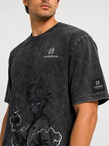 T-shirt tricoté délavé à l'acide pour homme, 100 % coton, respirant, écologique, décontracté, longueur normale, manches courtes - Product Image 5