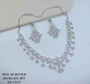 Conjunto de collar de lujo chapado en plata con diamantes americanos, elegante diseño de ondas, piedras de circonita cúbica rojo rubí y rosa, para novias. - Product Image 2