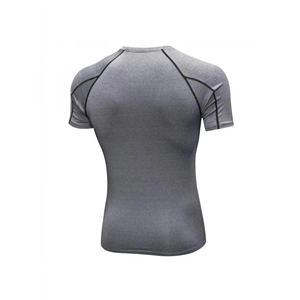T-shirt de compression pour homme à col rond, coupe classique, uni, séchage rapide, respirant, manches courtes, tricoté sur le devant, idéal pour la gym et le fitness - Product Image 3