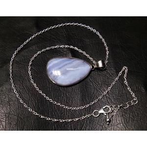Colgante de Ágata Azul Natural con Engaste de Plata de Ley 925, Hecho a Mano, con Biseles, Amuleto de Ágata Banda, Joyería al por Mayor - Product Image 4