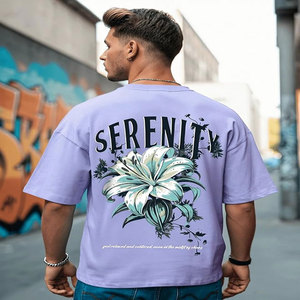 Serenity Floral Print <b>Men's</b> Short Sleeve T-Shirt Regular Fit O-<b>Neck</b> Casual Jersey Knitted 100% Cotton Breathable Back Logo - Product Image 4
