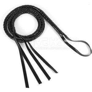 Fouet en cuir véritable de qualité professionnelle, poignée robuste et durable, design flexible, idéal pour l'entraînement en extérieur et la collection - Product Image 3