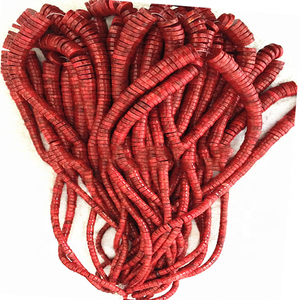 Naturellement <span class=keywords><strong>orange</strong></span> et noir couleur rouge Pomme Corail Heishi - Product Image 2