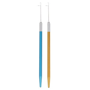 Blue Gold Metal Handle Hair Extension Loop <b>Threader</b> Latch Hook Micro Ring Pulling <b>Needle</b> Set Professional Salon Tool Kit - Product Image 1