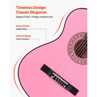 Guitare classique 38 pouces, corps en tilleul rose, manche en palissandre, pour débutants, avec sac de transport, sangle, accordeur, cordes supplémentaires, médiators, capodastre