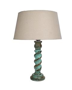 Lampe sur pied décorative rustique en lin turquoise beige avec abat-jour tambour pour chambre à coucher, salon, usage intérieur et cadeau de pendaison de crémaillère - Product Image 6