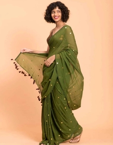 Sarees de Mezcla de Algodón con Estampado Animal, Tejidos a Mano, para Fiestas de Verano, Sin Arrugas y de Secado Rápido - Product Image 1