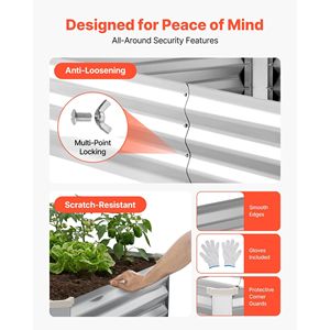 Set di 2 Fioriere Rettangolari in Metallo Zincato 6 X 3 X 1 Piedi, Kit di Letti di Coltivazione Rialzati Senza Fondo per Vasi e Fioriere - Product Image 6