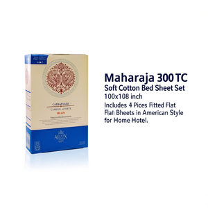Juego de Sábanas de Algodón Suave Maharaja 300TC, 100x108 Pulgadas, Incluye 4 Piezas: Sábanas Ajustables y Planas de Estilo Americano para Hogar y Hotel - Product Image 2
