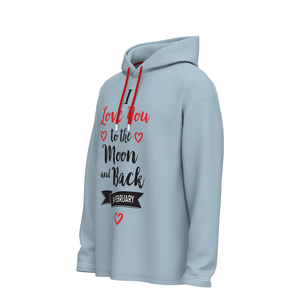 Sudadera con Capucha Azul Claro de San Valentín, Sudadera con Estampado de Te Amo Hasta la Luna, Sudadera con Capucha para Parejas, Regalo, Algodón, Felpa Francesa - Product Image 2