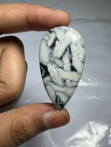 Cabochon de Jaspe Pinolithe Naturel, Pierre Précieuse en Cristal pour Création de Bijoux, Fourniture de Pierres de Guérison, Blanc et Noir - Product Image 3