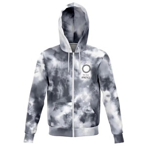 เสื้อฮู้ดซิปแบบยูนิเซ็กซ์ สีเทาลายเมฆพิมพ์ลายทั้งตัวแบบ Sublimation เสื้อสเวตเชิ้ตซิปเต็มตัวลายท้องฟ้า รับผลิตตามแบบ (OEM) ขายส่ง - Product Image 1