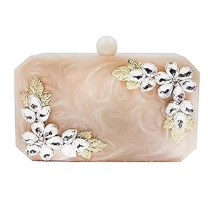 <b>Red</b> Resin Bridal <b>Clutch</b> Handmade Flower Crystal Evening Purse Custom Wedding Decoration Gift - Product Image 6