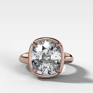 Anillos de Compromiso con Diamante Cultivado en Laboratorio de 3 Quilates, Corte Cojín, Engaste Completo, Oro Sólido de 14K/18K, Bañado en Rodio, Certificado IGI, 3mm - Product Image 3
