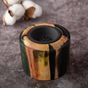 Porte-encens artisanal haut de gamme en résine et bois, modèle Lunar Riverstone Signature, avec récupérateur de cendres pour la méditation et la relaxation - Product Image 4