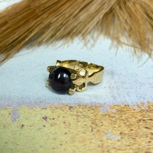Black Onyx <b>Ring</b> <b>Boho</b> Brass <b>Rings</b> For Women 18k Gold Plated Tribal Black Onyx Jewelry Wholesale - Product Image 3