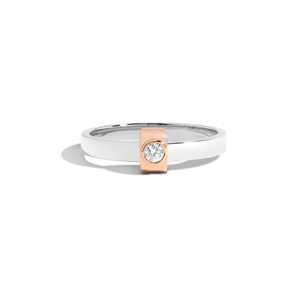 แหวนแต่งงานเพชรแบบกำหนดเอง ทองคำแท้ 14K 18K หนา 3 มม. ฝังแบบ Bezel ดีไซน์เรียบง่าย แหวนสองสี สำหรับเจ้าบ่าว ราคาโรงงาน - Product Image 3