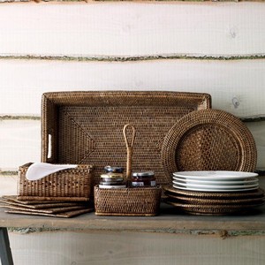 Bandeja de servicio de ratán sostenible colorida Bohemia duradera de alta calidad bandeja decorativa ecológica de moda para la organización del hogar - Product Image 5