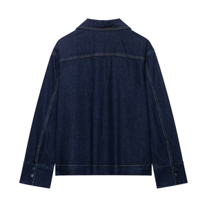 Unisex <b>Vintage</b> Washed Denim <b>Bomber</b> <b>Jacket</b> Casual Eco-Friendly Anti-Bacterial Wool Lined Winter Streetwear <b>Jacket</b> - Product Image 2