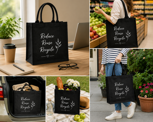 Reduce Reuse Recycle Jute Shopping <b>Bag</b> <b>Medium</b> <b>Size</b> Hand Carry Tote For Groceries - Product Image 4