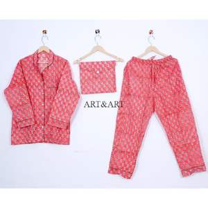 Ensemble de pyjama en coton imprimé pour femmes, tenue de nuit pour femmes, vêtements de détente amples pour femmes, ensemble de pyjama floral pour adultes pour l'été - Product Image 6