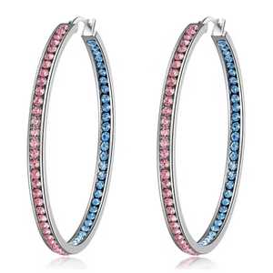 Pendientes de Aro con Cristales y Diamantes de Imitación en Rosa y Azul, Estilo Jack and Jill, Joyería de Moda para Mujer - Product Image 1