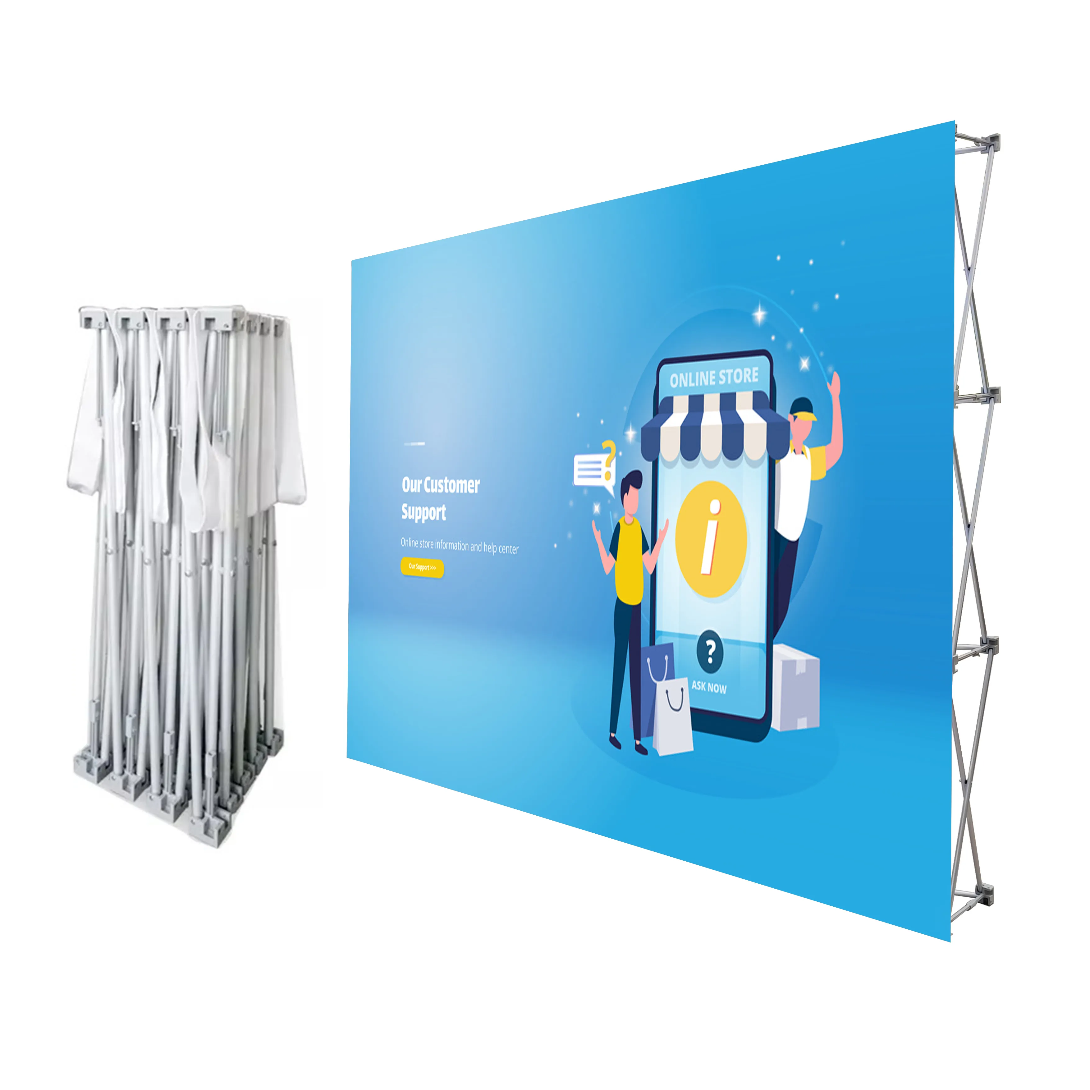 Пользовательский тканевый портативный всплывающий фон выставочный стенд легкий прямой выставочный настенный баннер стенд для внутренних торговых выставок