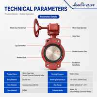 Vanne papillon marine JINKON VALVE à double excentrique à vis sans fin, disque en bronze Al, PN10 PN16, certifiée DNV CCS