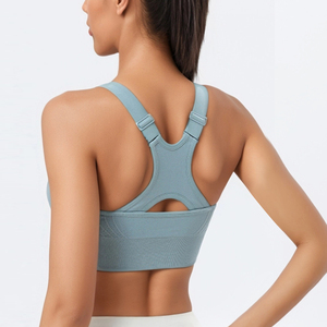 Custom Front Logo Womens High Support Breathable Racerback Yoga <b>Running</b> Sports Bra with Removable <b>Pads</b> - Product Image 5