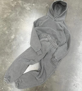 High Quality Hoodies and SweatPants Set Men Custom Two Piece Heavyweight 500gsm Zip up Hoodie Set Men <b>Tracksuit</b> - Product Image 5