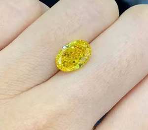 เพชรแล็บเกรด IGI รูปไข่ 1 กะรัต สีเหลืองสดใส แฟนซี ได้รับการรับรองจาก Luxira Jewels ผลิตด้วยวิธี CVD/HPHT พร้อมเจาะด้วยเลเซอร์สำหรับทำเครื่องประดับ - Product Image 4