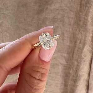 2.5 Carat Cushion Lab Grown Diamond Engagement Rings 14K 18K <b>Solid</b> Gold Compass Prong Set Solitaire Elongated Bands Manufacture - Product Image 2