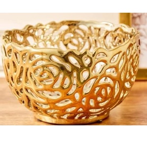 Bol à fruits de forme personnalisée finition dorée style moderne, design attrayant, bol de service en métal pour collations et desserts - Product Image 6