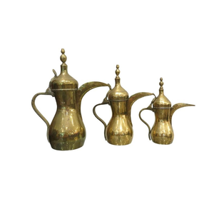 Antique Arabic Tea & Coffee <b>Kettle</b> Gold Polish Stainless Steel Long Spout - Product Image 1