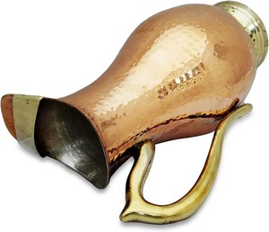 Premium Quality 1.5ltr Royal Premium Water <b>Jug</b> Copper Serving <b>Jug</b> <b>Drinking</b> <b>Jug</b> Pitcher with Brass Handle for Home Kitchen Party - Product Image 5